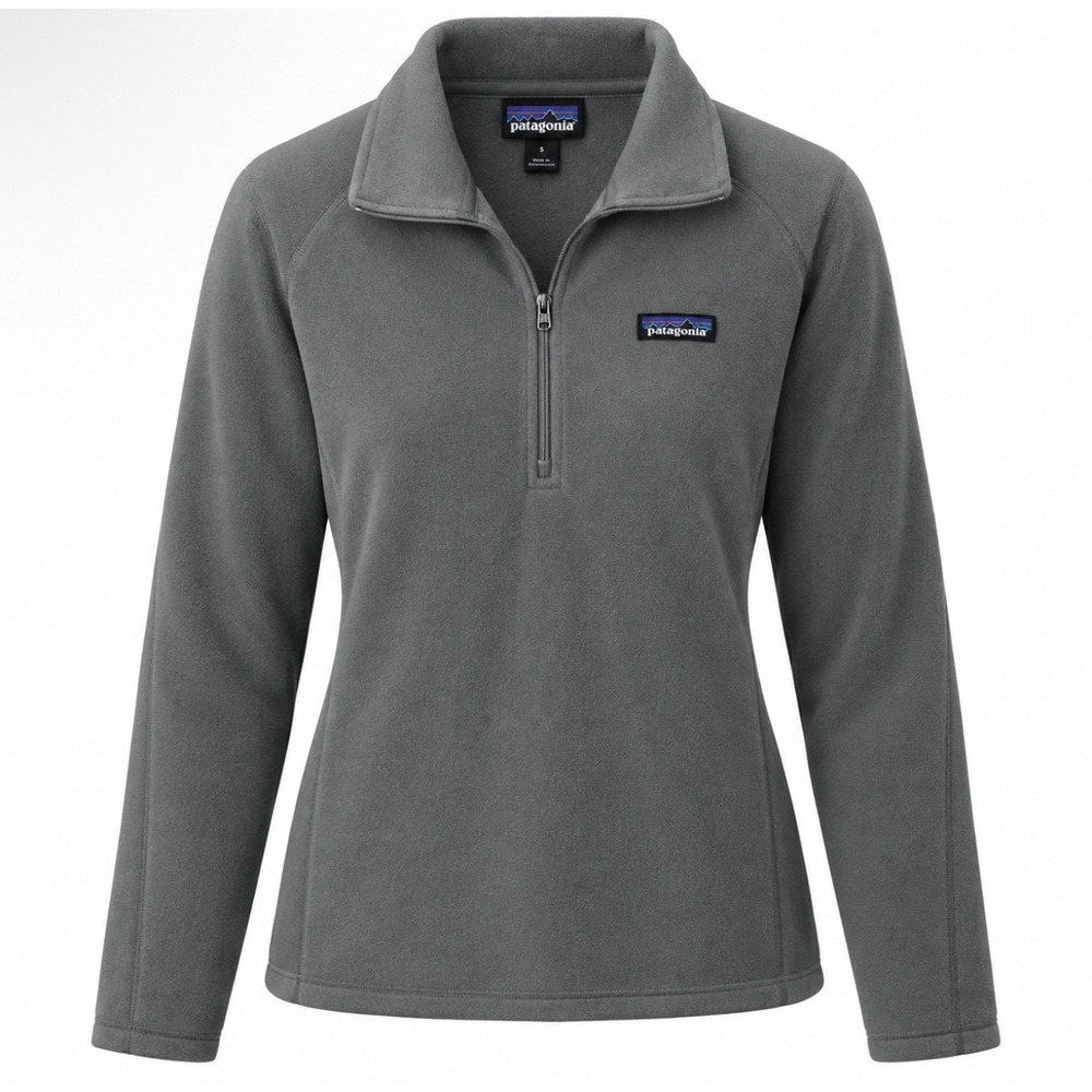 Patagonia Womens Micro D Quarter Zip Fleece Pullover Grey Large